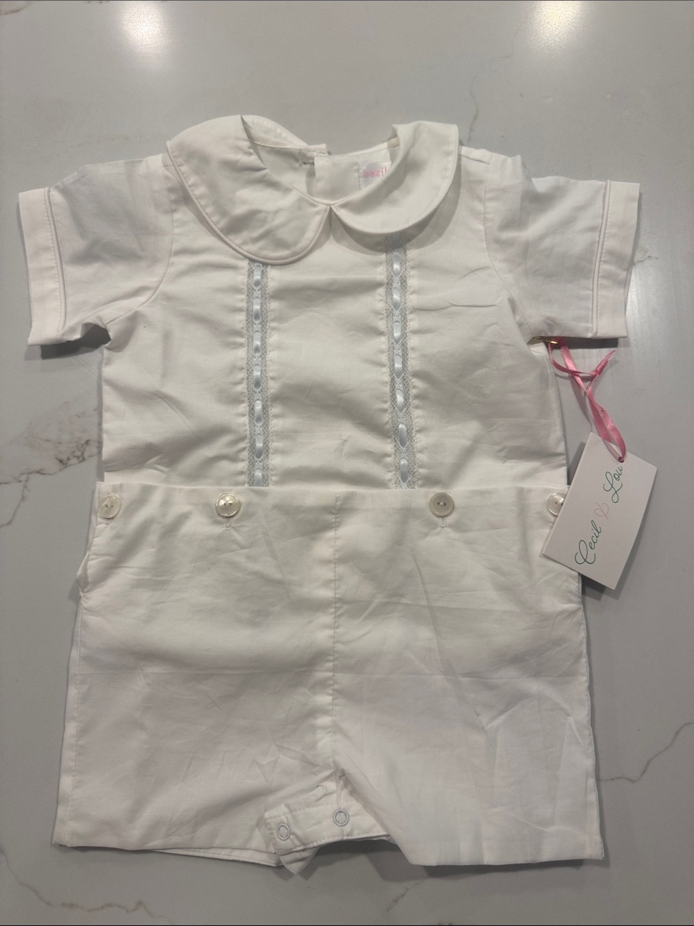 Ceci & Lou White Short-Sleeve Baby One-Piece Bodysuit
